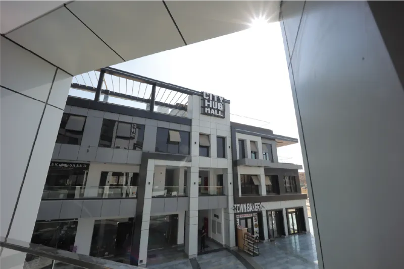 Lifestyle crowd at the open-air plaza